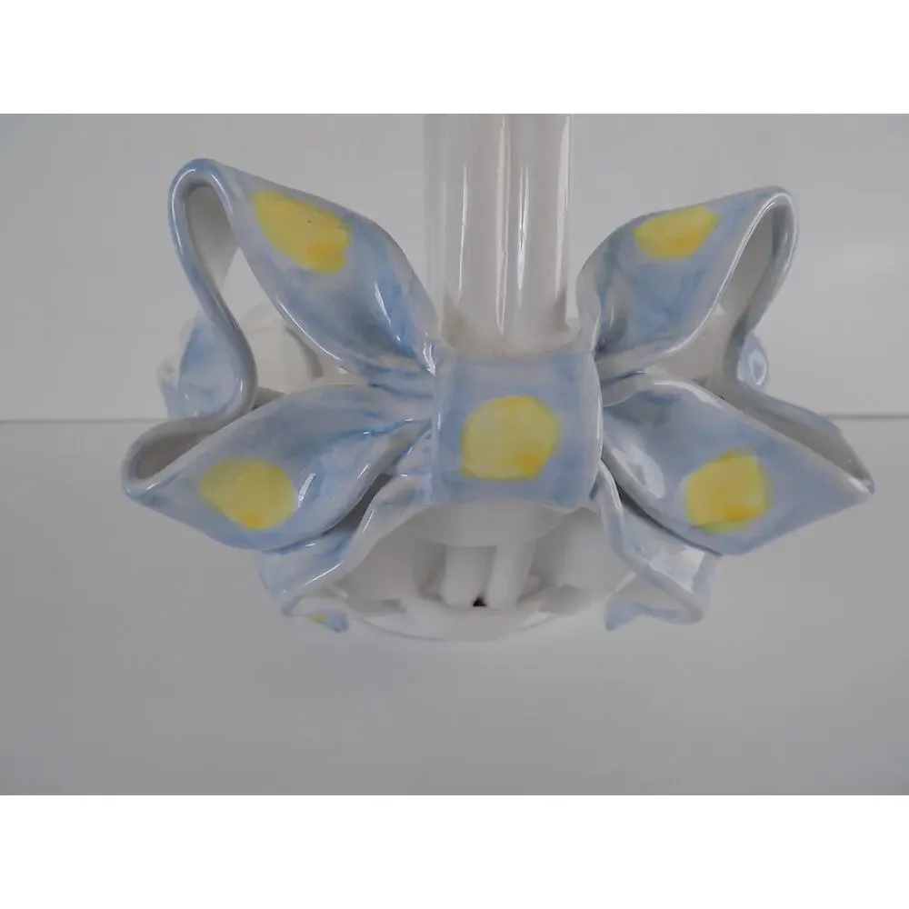 Intrada Italian ceramic woven basket polka dot bows
